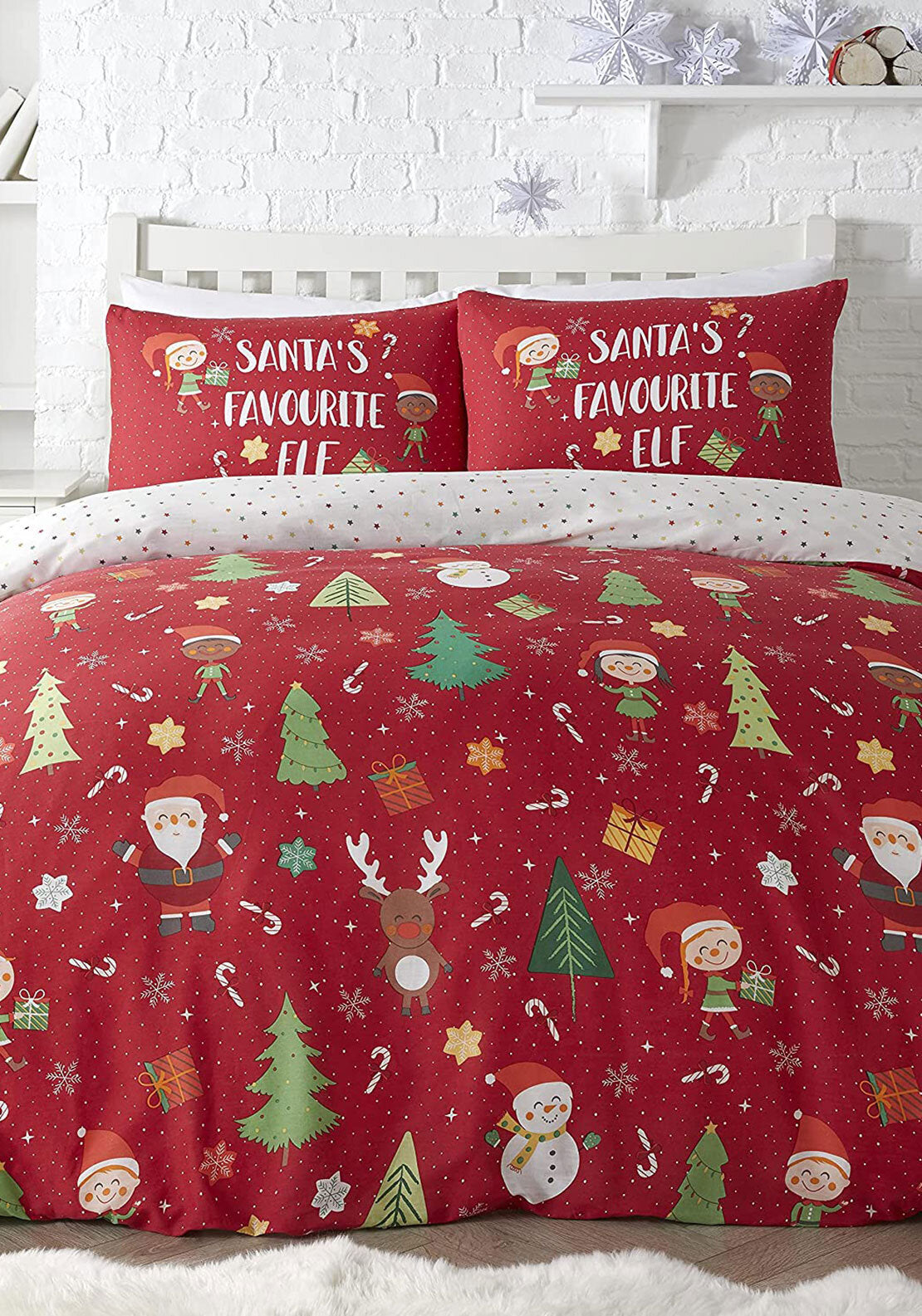 Bedlam Elf & Santa Single Duvet Cover Set, Multi