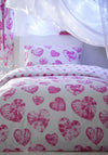 Portfolio Tie Dye Hearts Duvet Set, White and Pink