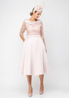 Bella Beaded Flared Satin Midi Dress, Blush Pink