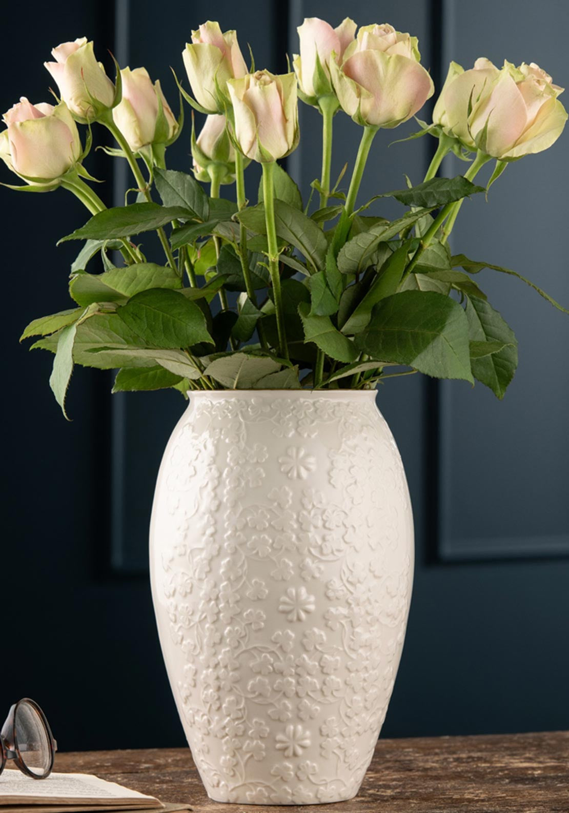 Belleek Fields of Shamrocks Vase, White