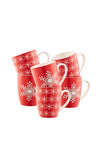 Belleek Living Snowflakes 6 Piece Mug Set, Red & White