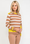 Betty Barclay Striped Jersey Drawstring Top, Brown Multi