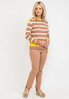 Betty Barclay Striped Jersey Drawstring Top, Brown Multi