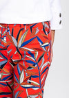 Betty Barclay Leaf Print Slim Trousers, Red Multi