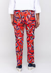Betty Barclay Leaf Print Slim Trousers, Red Multi