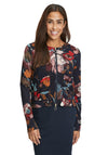 Betty Barclay Floral Ribbed Knit Cardigan, Navy Multi