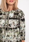 Betty Barclay Abstract Print Drawstring Neck Top, Green Multi