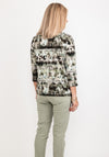 Betty Barclay Abstract Print Drawstring Neck Top, Green Multi