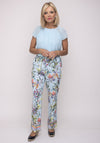Bianca Floral Straight Trousers, Blue Multi