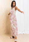 Bianca Dinorah Front Knot Maxi Dress, Beige & Pink