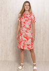 Bianca Dorine Leaf Pattern Shirt Dress, Pink