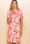 Bianca Dorine Leaf Pattern Shirt Dress, Pink