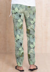 Bianca Siena Tropical Leaf Print Zip Detail Trousers, Green Multi