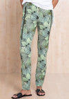 Bianca Siena Tropical Leaf Print Zip Detail Trousers, Green Multi