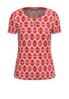 Bianca Arwen Geometric Leaf Print Top, Red Multi