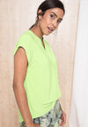 Bianca Julie Cap Sleeve Open Neckline Shirt, Green