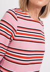 Bianca Ribbed Stripe Top, Pink Multi