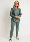 Bianca Alexia Tie Collar Satin Top, Teal Green