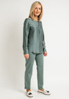 Bianca Alexia Tie Collar Satin Top, Teal Green