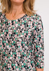 Bianca Dini Dotty Jersey Top, Green & Pink