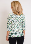 Bianca Paula Three Quarter Jersey Top, Green & White