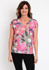 Bianca Printed Band Hem Top, Pink Multi