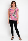 Bianca Printed Band Hem Top, Pink Multi