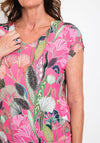 Bianca Printed Band Hem Top, Pink Multi