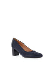 Bioeco by Arka Leather Scalloped Edge Block Heel Shoes, Navy