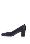 Bioeco by Arka Leather Scalloped Edge Block Heel Shoes, Navy