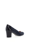 Bioeco by Arka Leather Scalloped Edge Block Heel Shoes, Navy