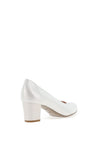 Bioeco by Arka Leather Scalloped Edge Block Heel Shoes, Silver