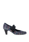 Bioeco by Arka Floral Check Strap Heeled Shoes, Navy