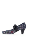 Bioeco by Arka Floral Check Strap Heeled Shoes, Navy