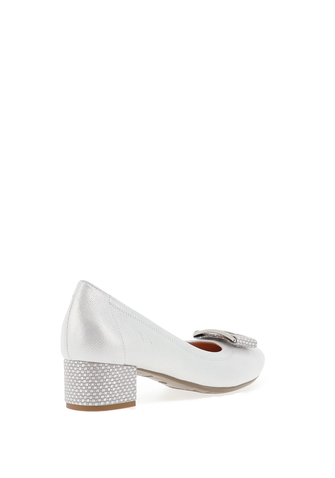Bioeco by Arka Metallic Leather Block Heel Pumps, Silver