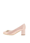 Bioeco by Arka Leather Shimmer Block Heel Shoes, Pink