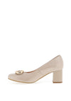 Bioeco by Arka Leather Block Heel Shoes, Taupe