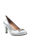 Bioeco by Arka Leather Patent Trim Court Shoes, Silver
