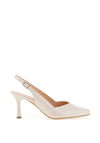 Bioeco by Arka Shimmer Leather Sling Back Heeled Shoes, Pearl