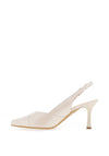 Bioeco by Arka Shimmer Leather Sling Back Heeled Shoes, Pearl