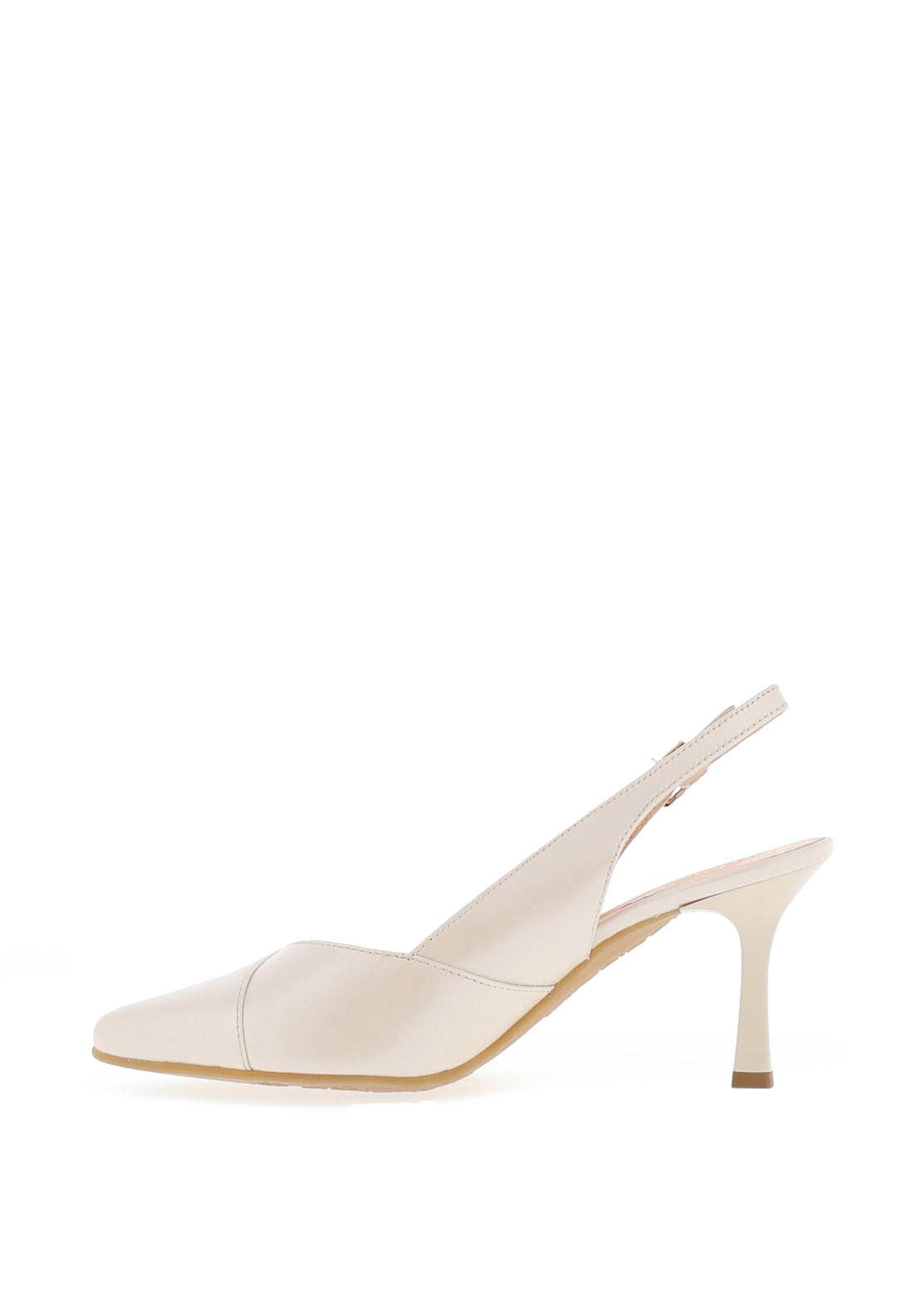 Bioeco by Arka Shimmer Leather Sling Back Heeled Shoes, Pearl Beige