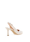 Bioeco by Arka Shimmer Leather Sling Back Heeled Shoes, Pearl