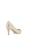 Bioeco by Arka Leather Metallic Bow Heeled Shoes, Gold
