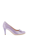 Bioeco by Arka Leather Metallic Bow Heeled Shoes, Lilac
