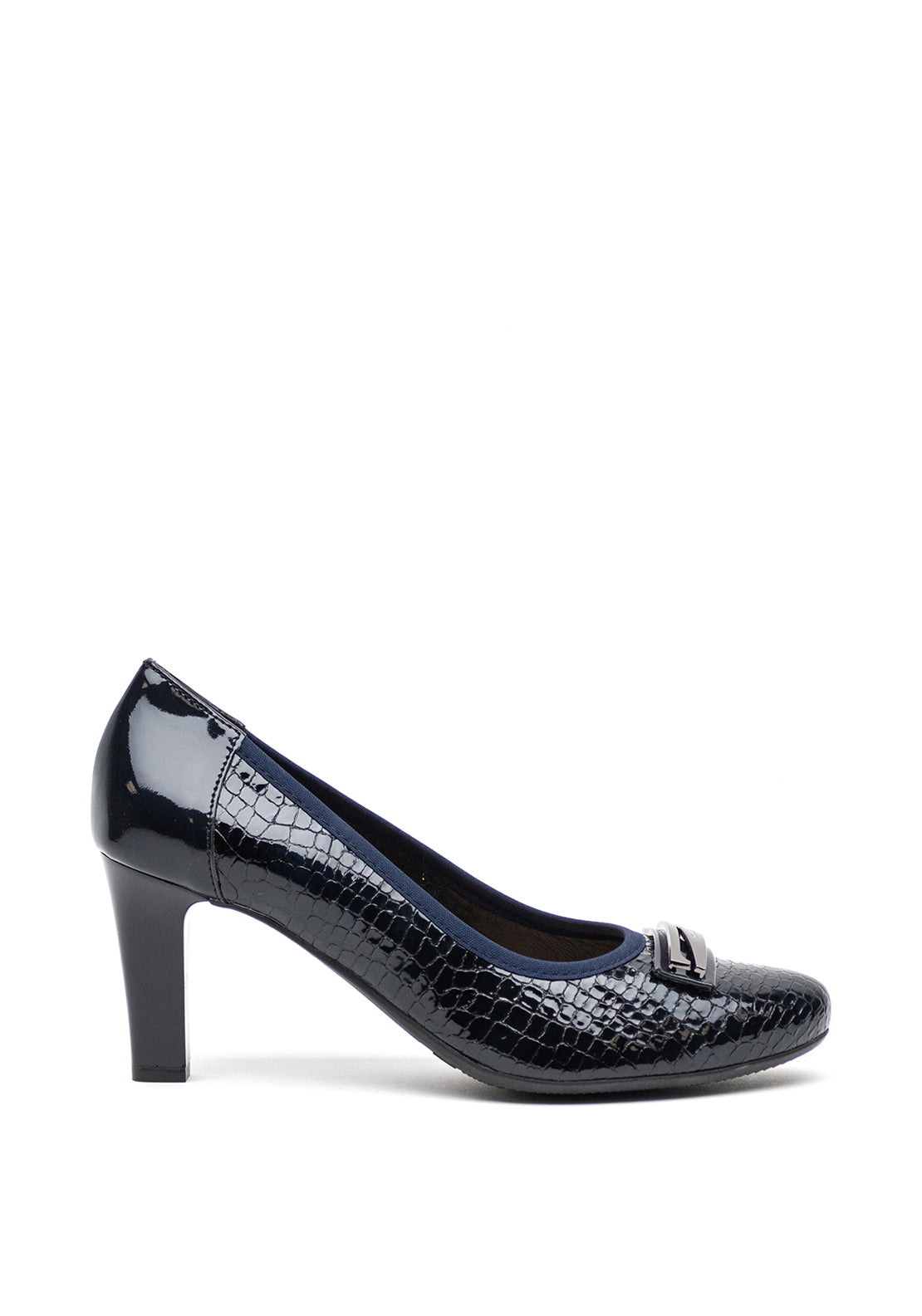 Bioeco by Arka Leather Patent Trim Court Shoes, Navy