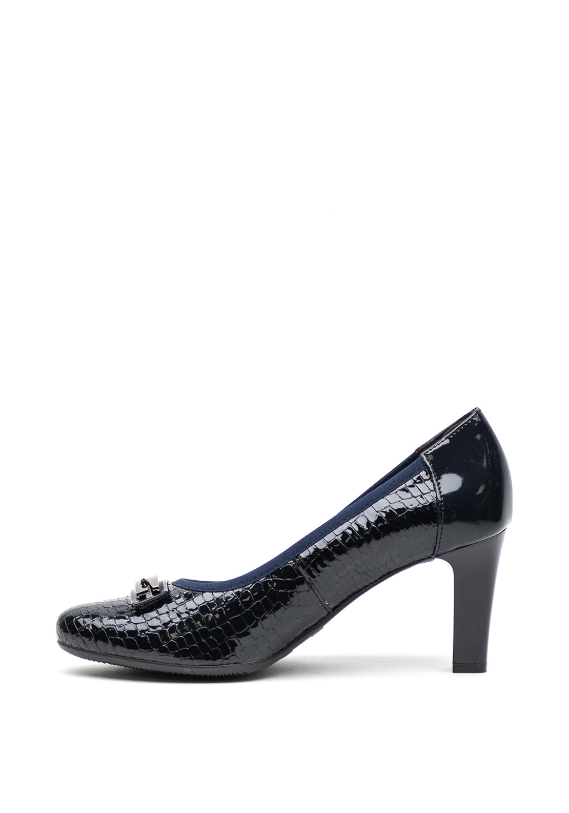 Bioeco by Arka Leather Patent Trim Court Shoes, Navy