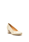 Bioeco by Arka Leather Metallic Block Heel Shoes, Gold