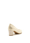 Bioeco by Arka Leather Metallic Block Heel Shoes, Gold
