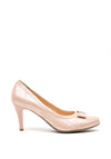 Bioeco by Arka Leather Shimmer Bow Court Shoes, Pink
