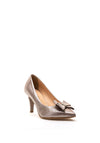 Bioeco by Arka Metallic Print Shimmer Large Bow Court Shoes, Taupe
